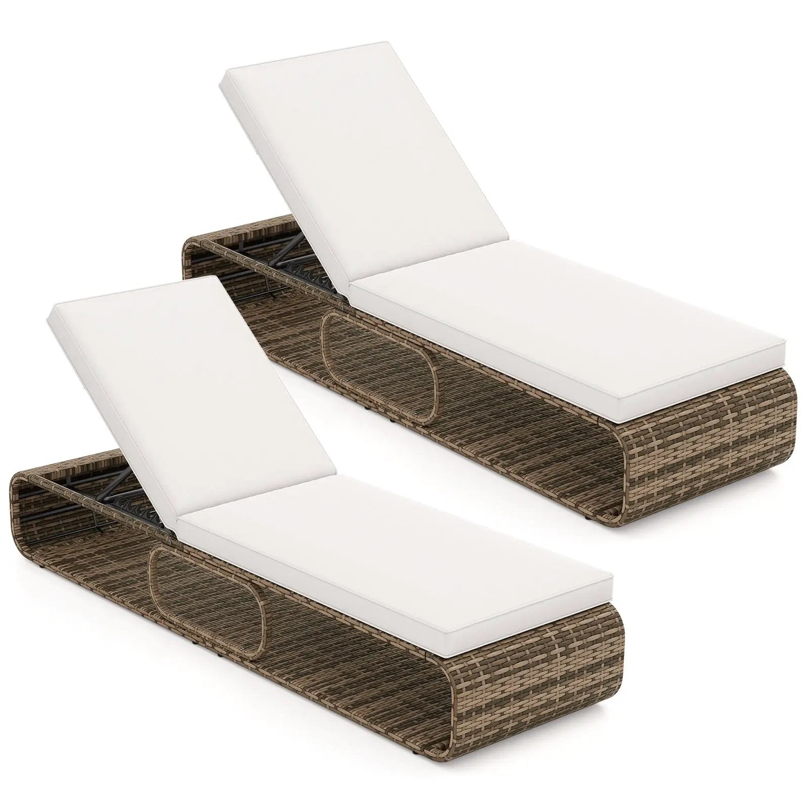 7-Position Adjustable PE Rattan Outdoor Chaise Lounge Chair by DirectDeals