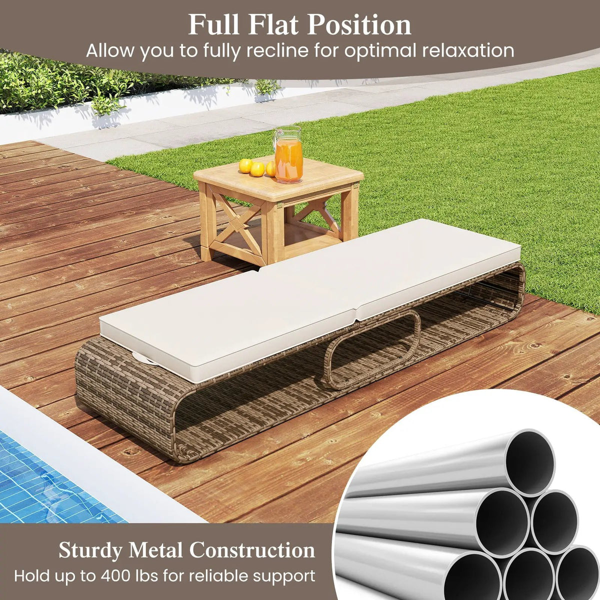 7-Position Adjustable PE Rattan Outdoor Chaise Lounge Chair, photo 6 of 9