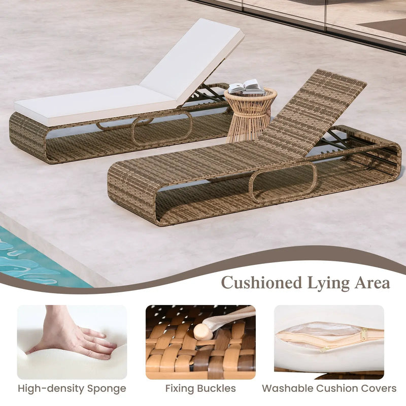 7-Position Adjustable PE Rattan Outdoor Chaise Lounge Chair by DirectDeals
