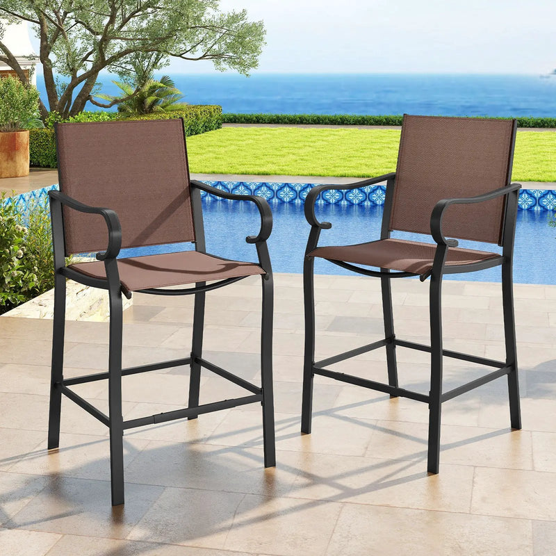 Outdoor Counter Height Bar Stools Set of 4 with Breathable Mesh Fabric by DirectDeals