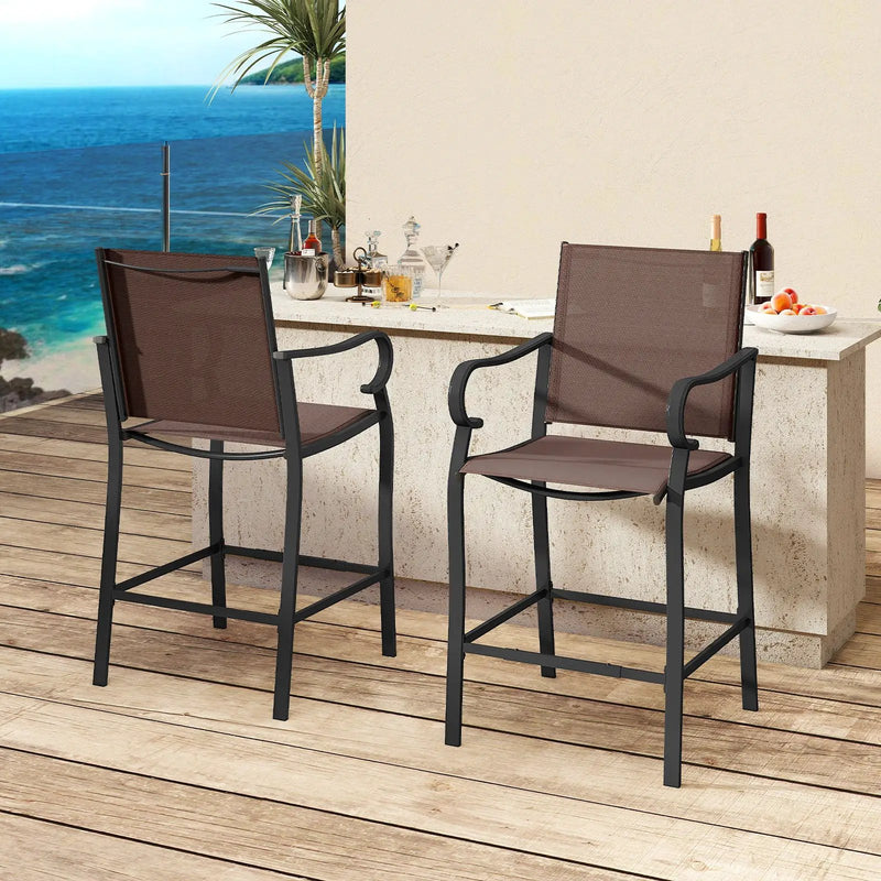 Outdoor Counter Height Bar Stools Set of 4 with Breathable Mesh Fabric by DirectDeals