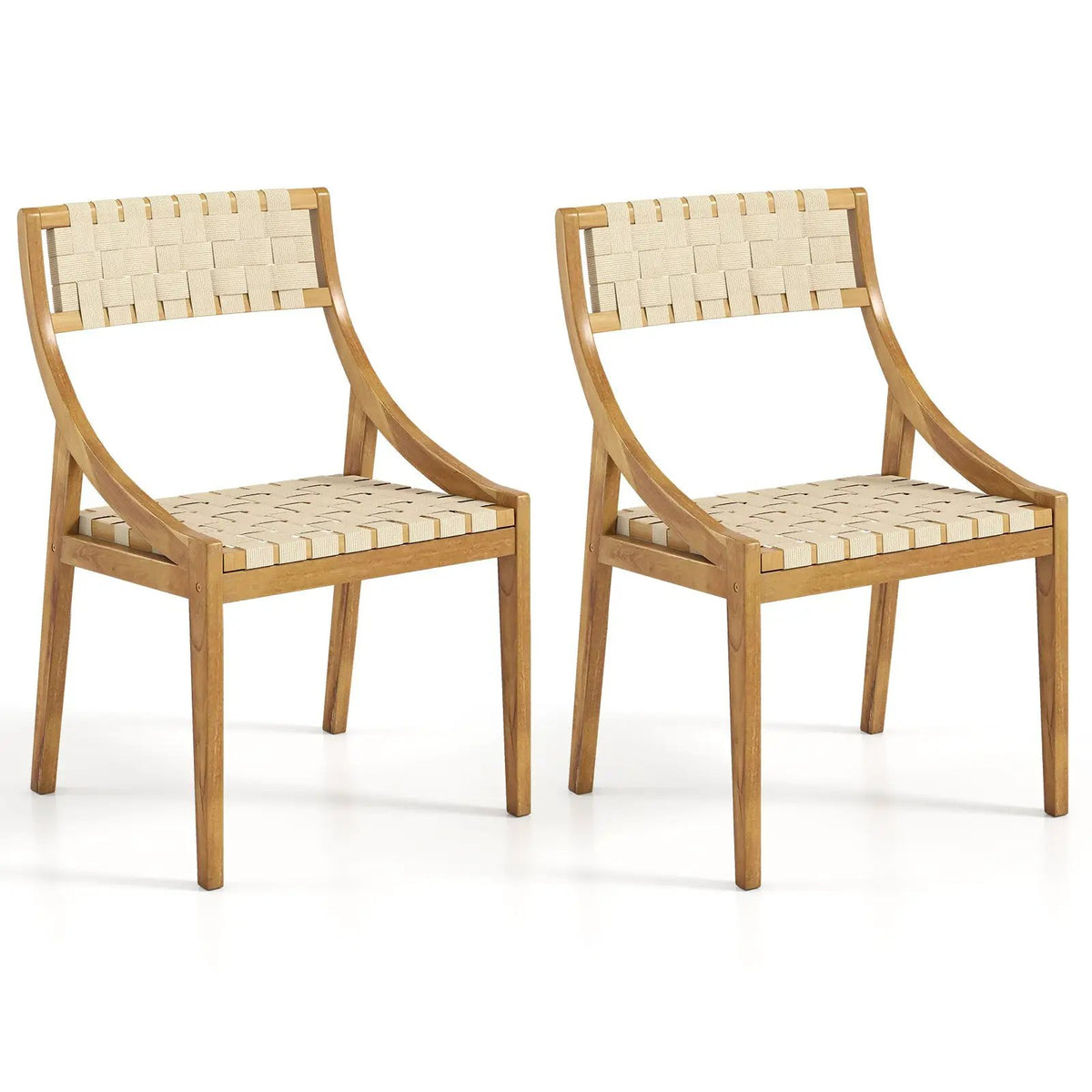 Teak Wood Outdoor Dining Chair with Webbing Seat, photo 11 of 24
