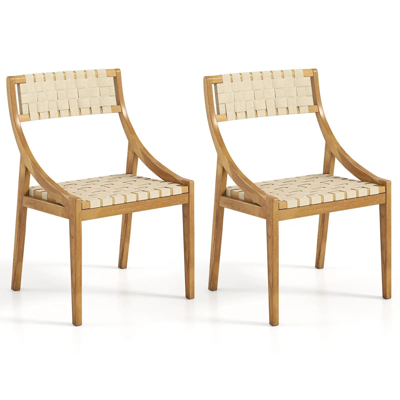 Teak Wood Outdoor Dining Chair with Webbing Seat by DirectDeals