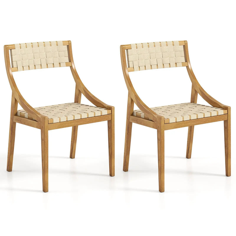 Teak Wood Outdoor Dining Chair with Webbing Seat by DirectDeals
