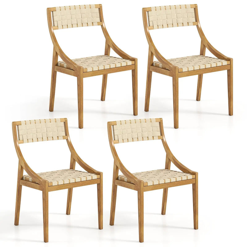 Teak Wood Outdoor Dining Chair with Webbing Seat by DirectDeals