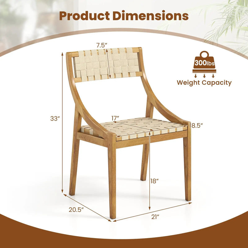 Teak Wood Outdoor Dining Chair with Webbing Seat by DirectDeals