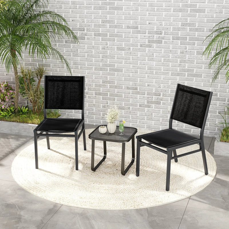 Outdoor Dining Chairs with Breathable Seat and Backrest for Backyard Porch Poolside by DirectDeals