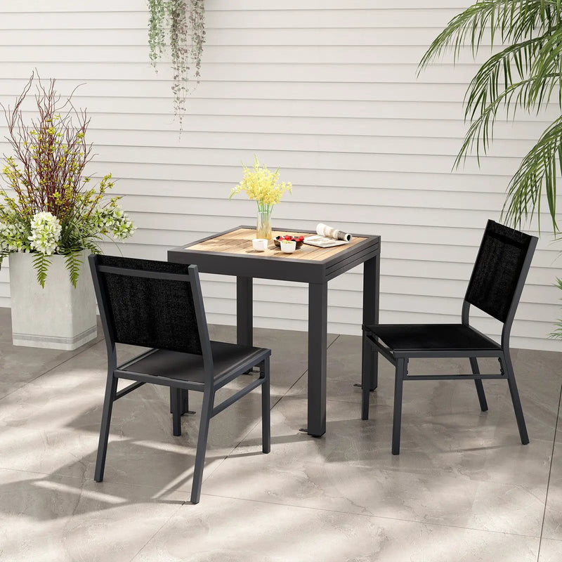 Outdoor Dining Chairs with Breathable Seat and Backrest for Backyard Porch Poolside by DirectDeals