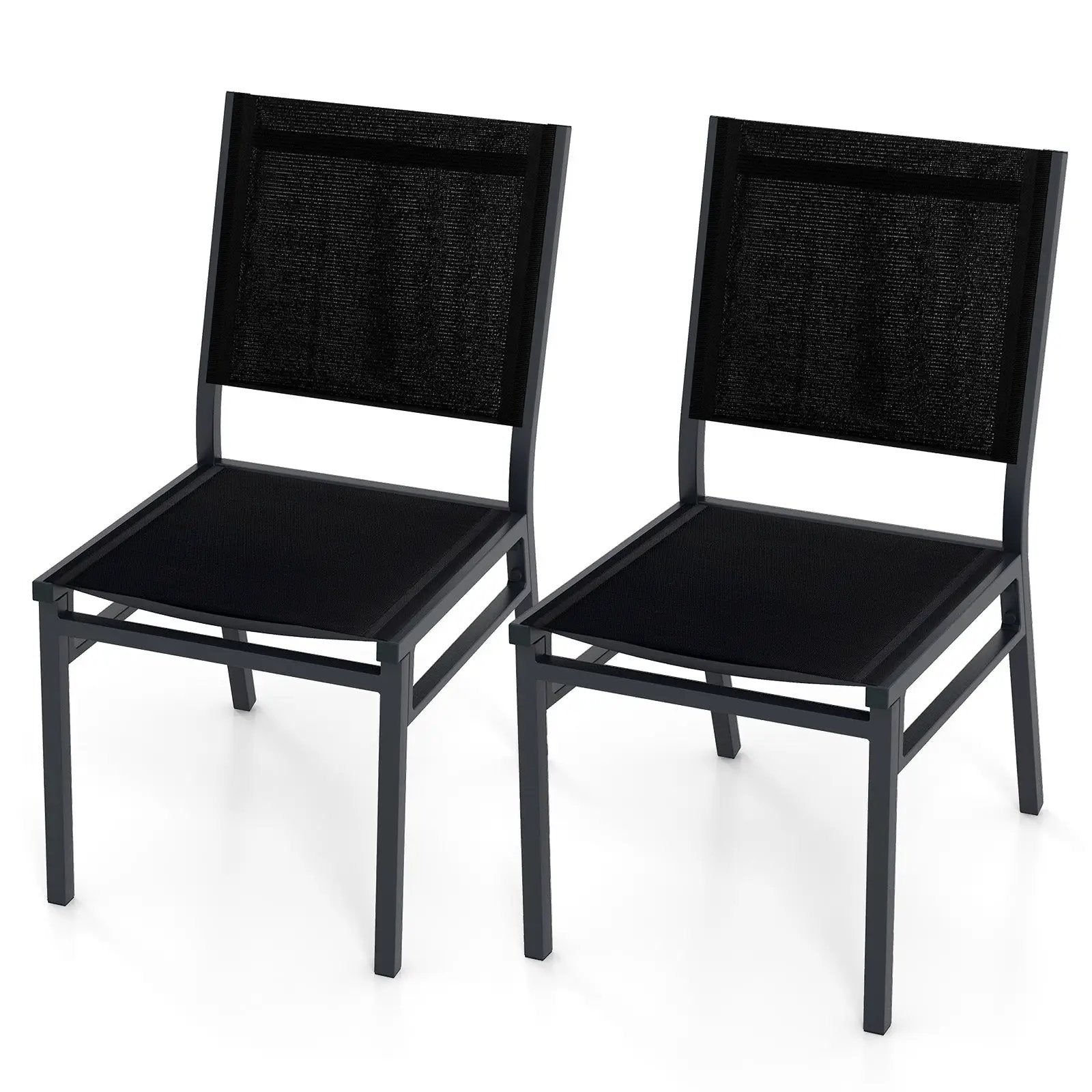 Outdoor Dining Chairs with Breathable Seat and Backrest for Backyard Porch Poolside by DirectDeals