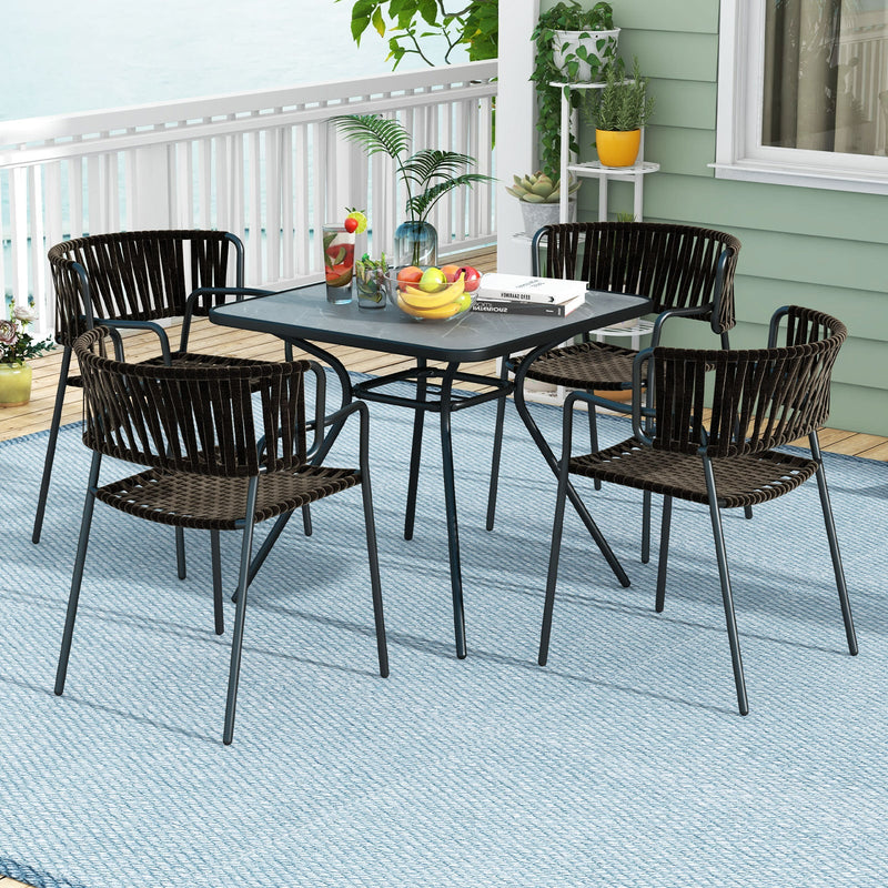 32 x 32 Inch Heavy-Duty Outdoor Dining Table with Umbrella Hole for 4 Persons-Gray by DirectDeals