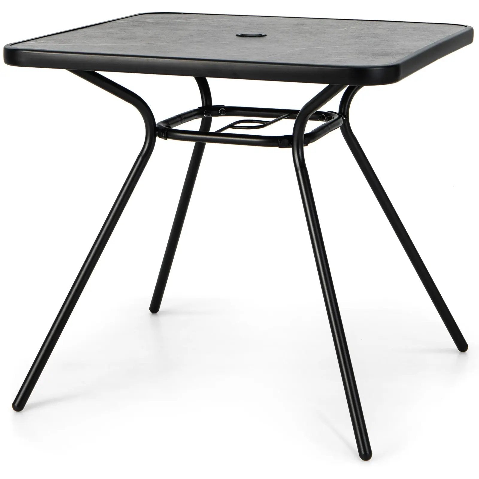 32 x 32 Inch Heavy-Duty Outdoor Dining Table with Umbrella Hole for 4 Persons-Gray by DirectDeals
