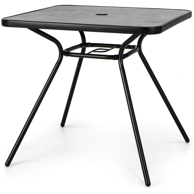 32 x 32 Inch Heavy-Duty Outdoor Dining Table with Umbrella Hole for 4 Persons-Gray by DirectDeals