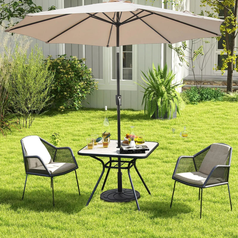 32 x 32 Inch Heavy-Duty Outdoor Dining Table with Umbrella Hole for 4 Persons-Gray by DirectDeals