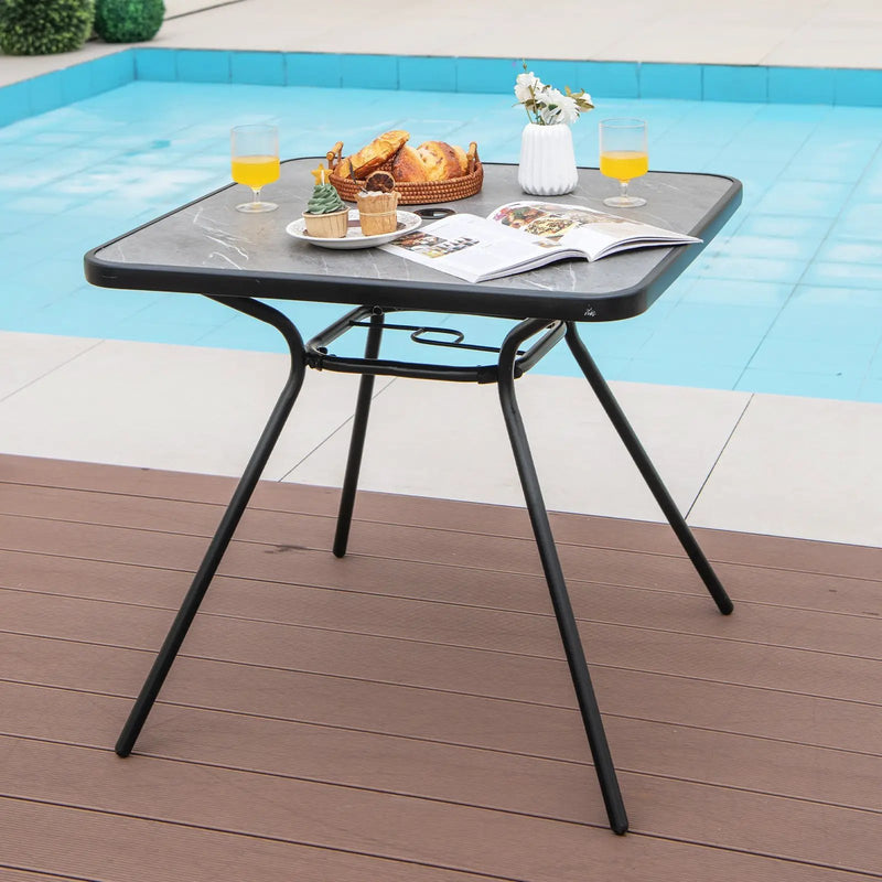 32 x 32 Inch Heavy-Duty Outdoor Dining Table with Umbrella Hole for 4 Persons-Gray by DirectDeals