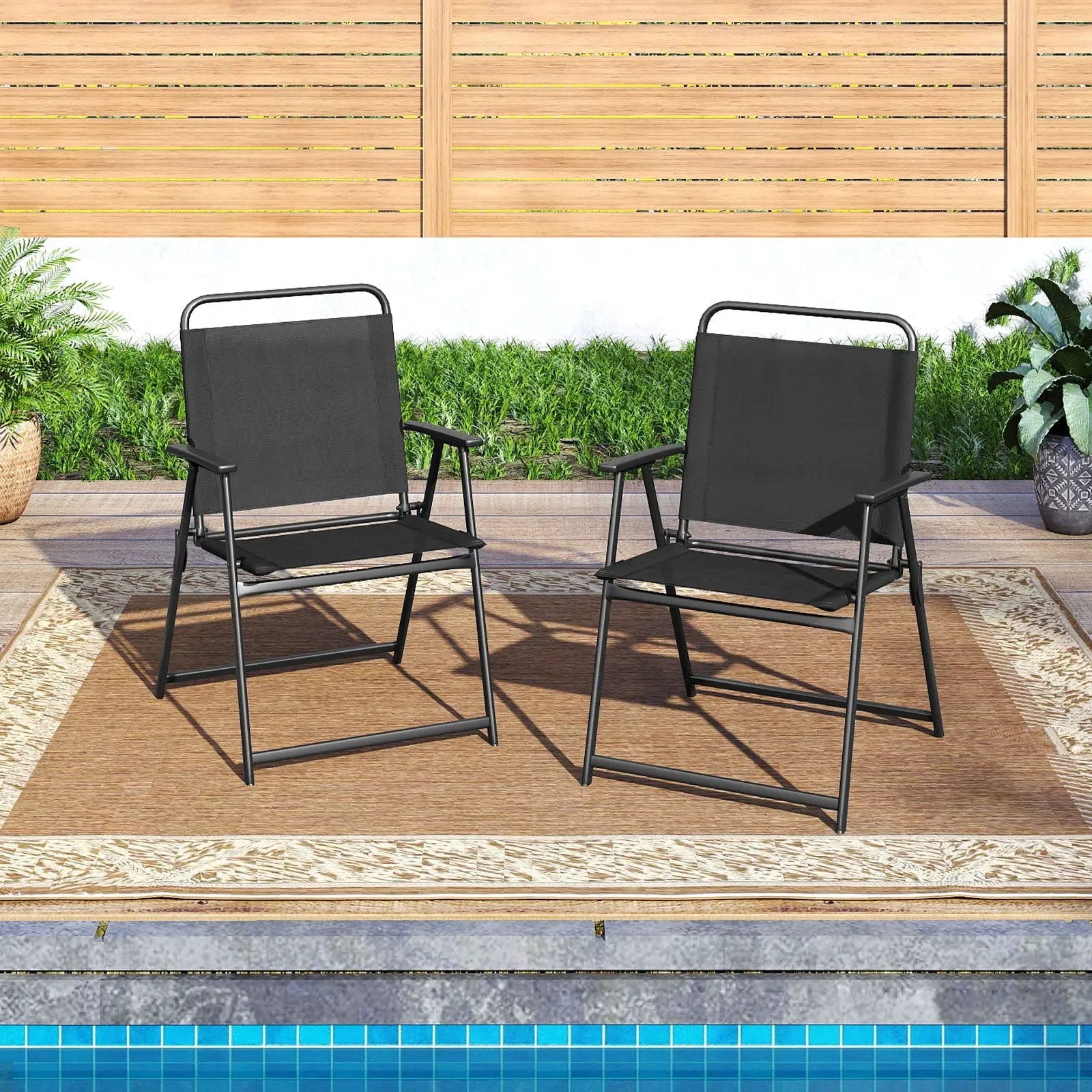 Set of 2/4/6 Outdoor Folding Chairs with Breathable Seat by DirectDeals