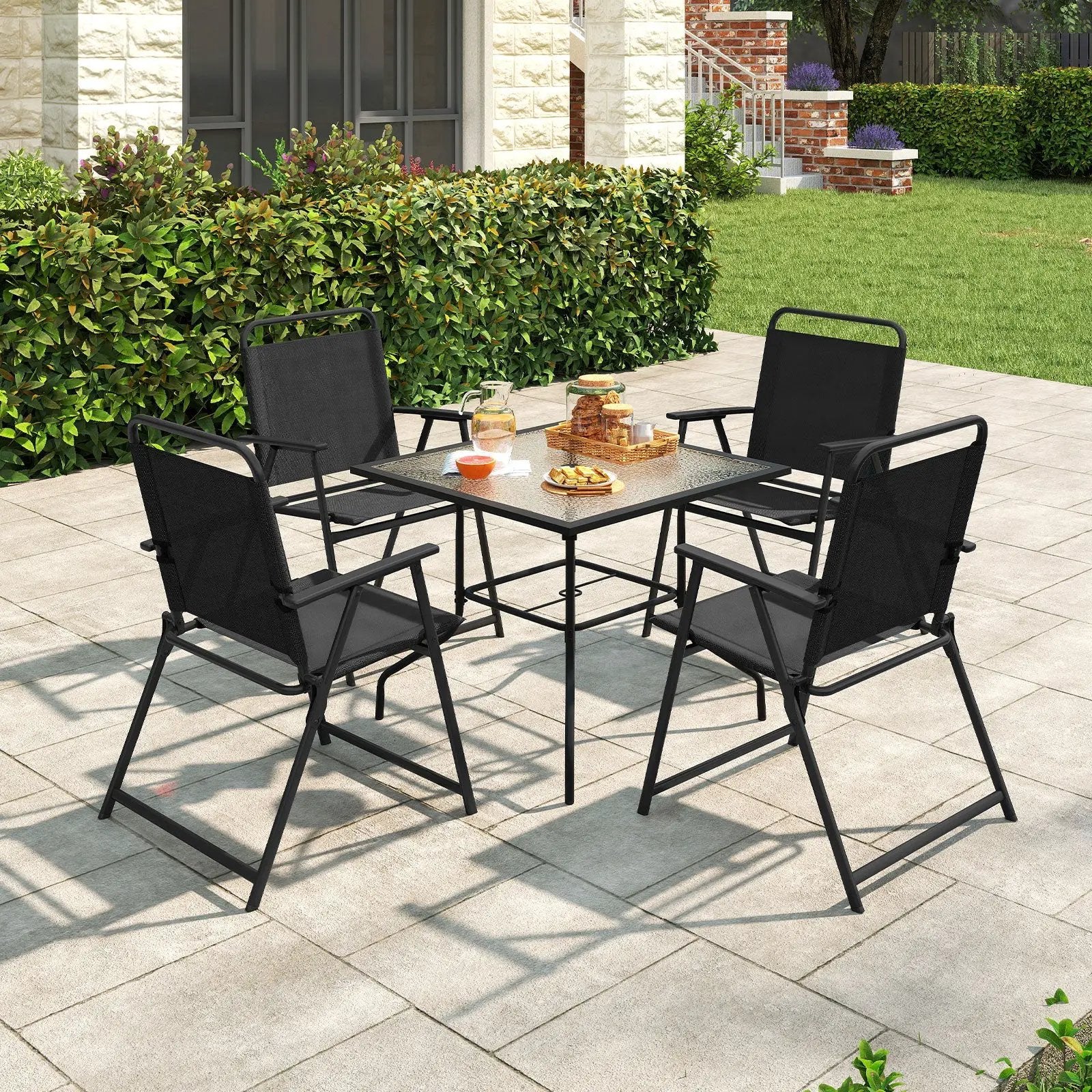 Set of 2/4/6 Outdoor Folding Chairs with Breathable Seat by DirectDeals