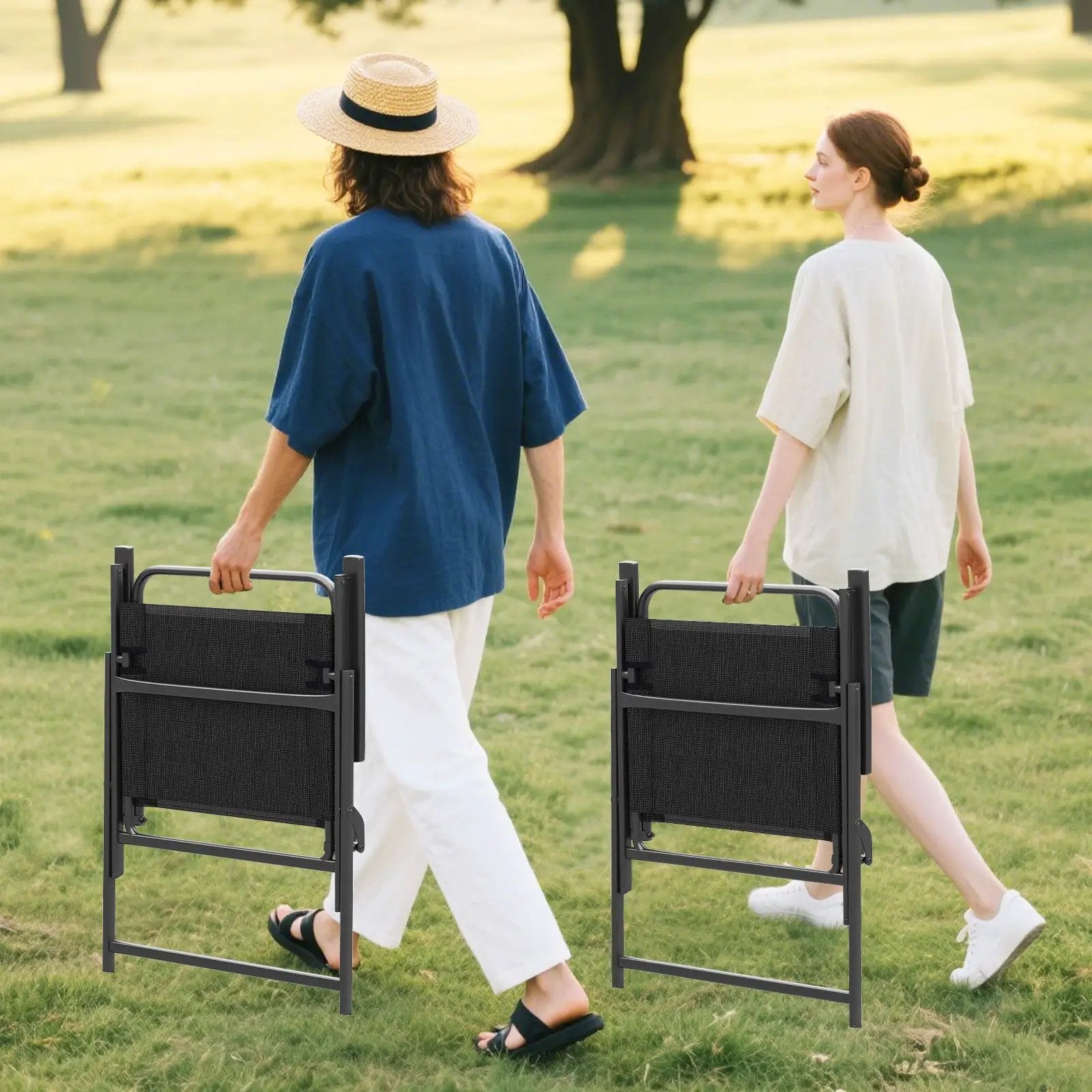 Set of 2/4/6 Outdoor Folding Chairs with Breathable Seat by DirectDeals