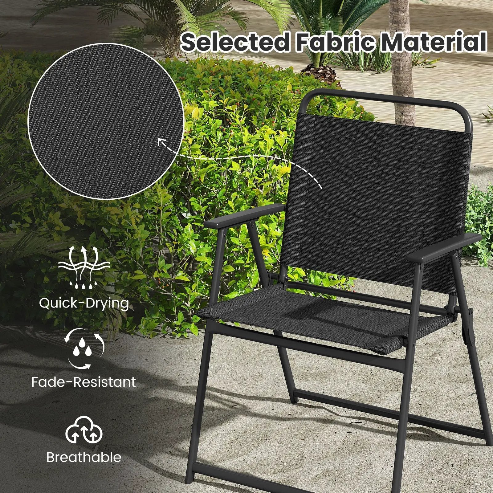 Set of 2/4/6 Outdoor Folding Chairs with Breathable Seat by DirectDeals