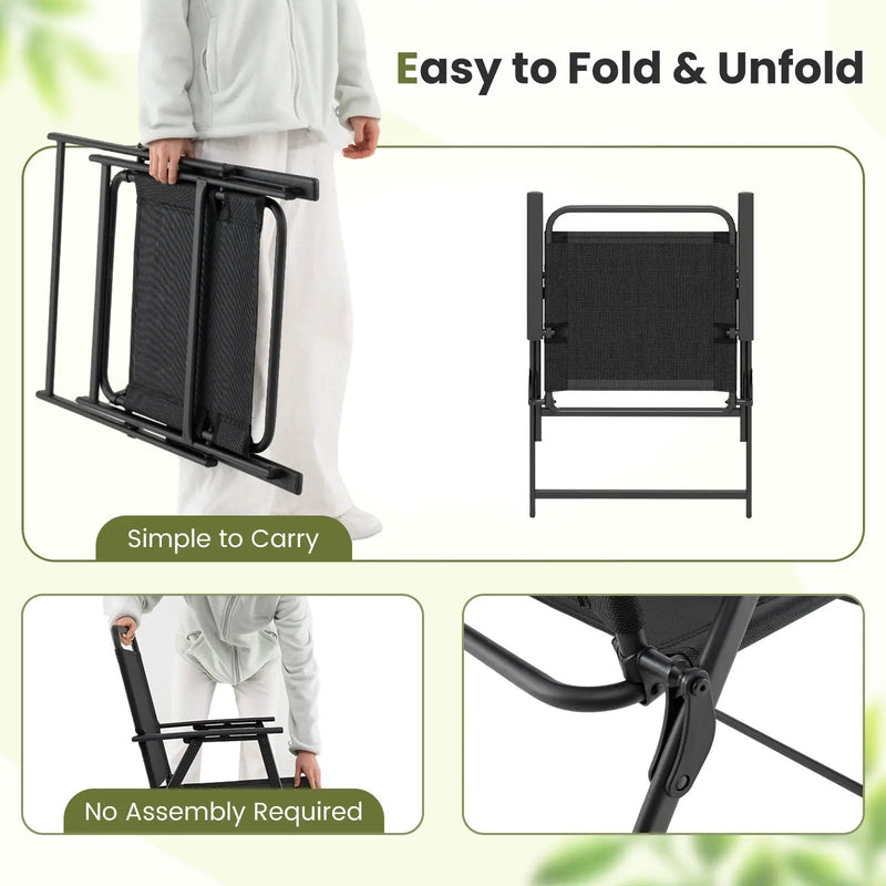 Set of 2/4/6 Outdoor Folding Chairs with Breathable Seat by DirectDeals