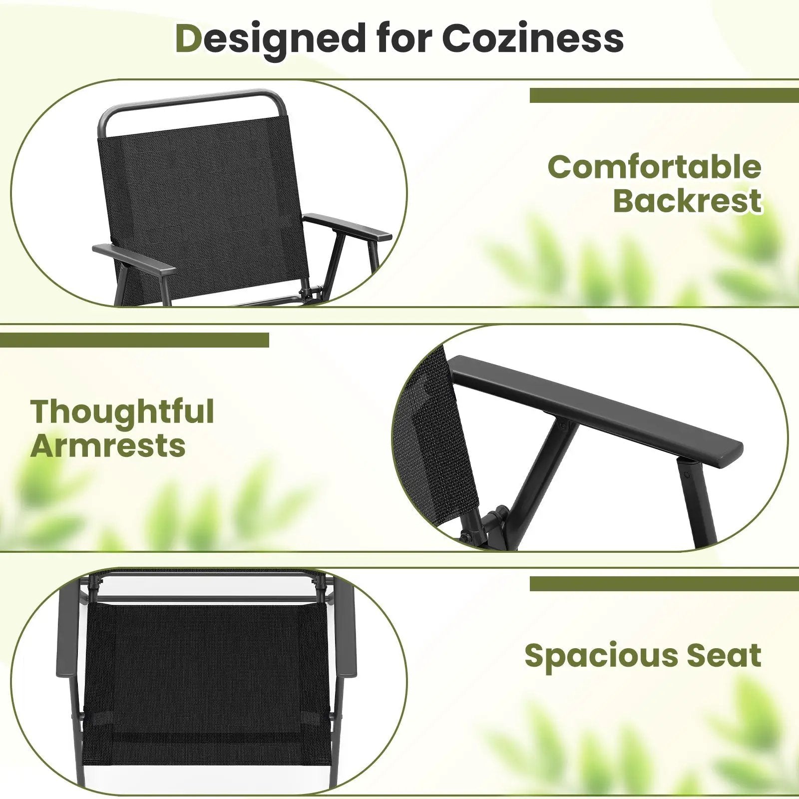 Set of 2/4/6 Outdoor Folding Chairs with Breathable Seat by DirectDeals