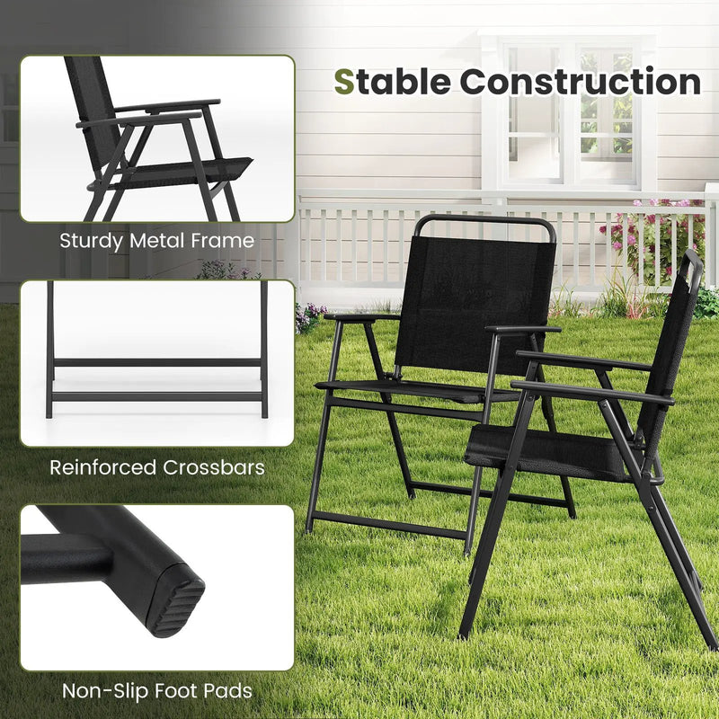 Set of 2/4/6 Outdoor Folding Chairs with Breathable Seat by DirectDeals