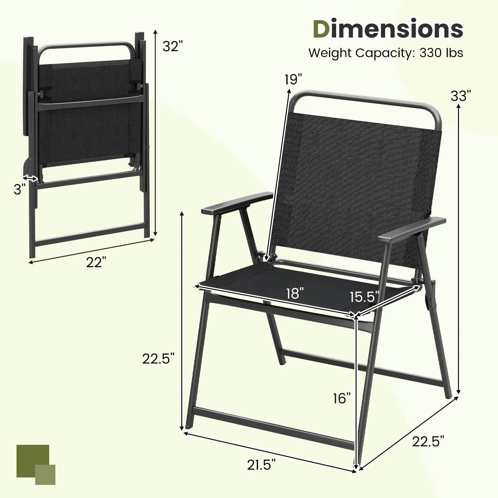 Set of 2/4/6 Outdoor Folding Chairs with Breathable Seat by DirectDeals