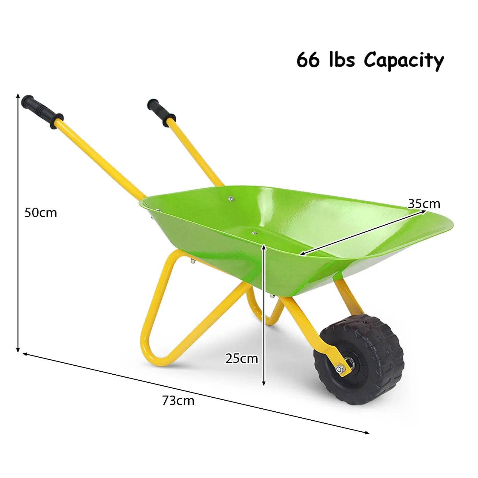Outdoor Garden Backyard Play Toy Kids Metal Wheelbarrow-Light Green by DirectDeals