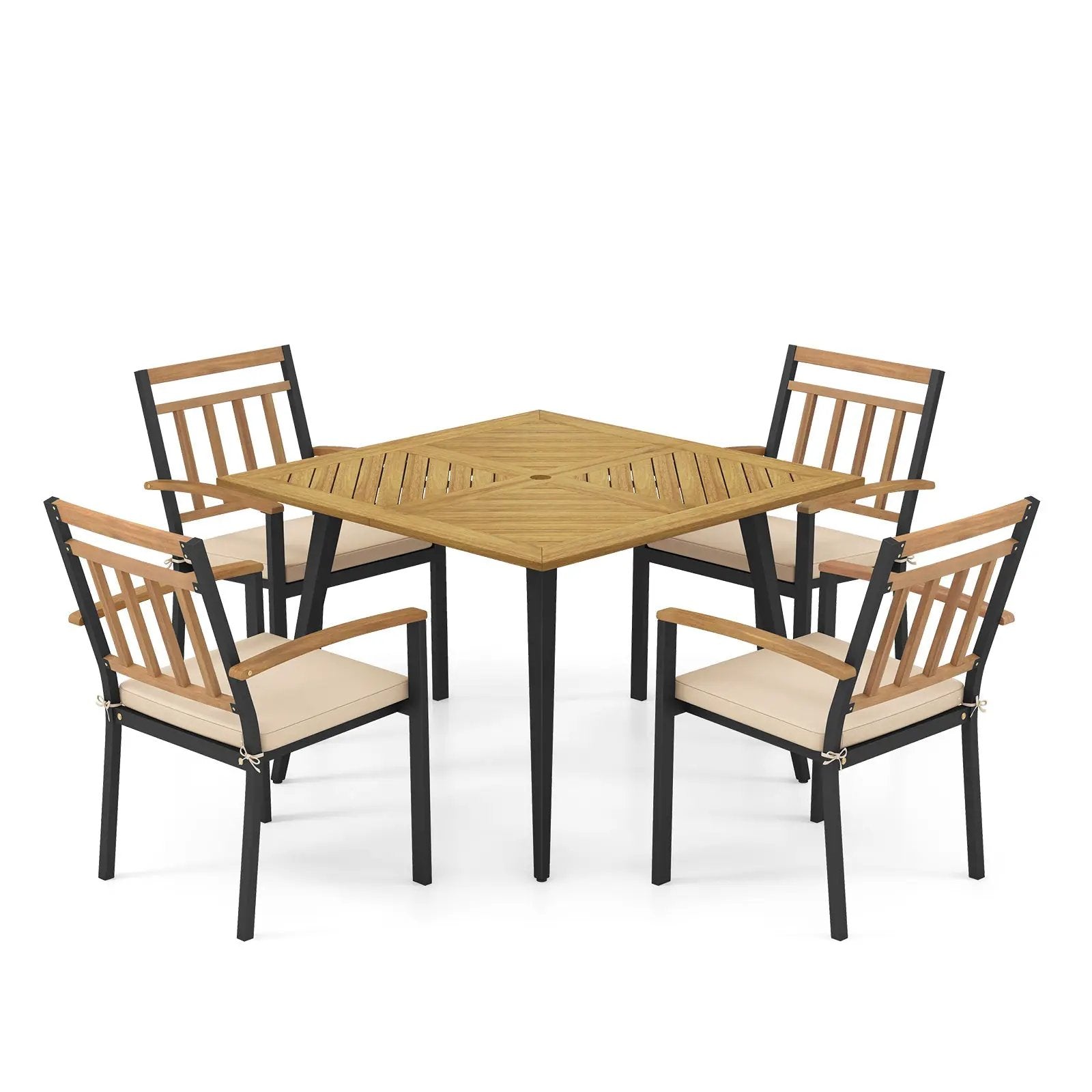 5 Pieces Patio Dining Set with Cushions and 1.9 inches Umbrella Hole by DirectDeals