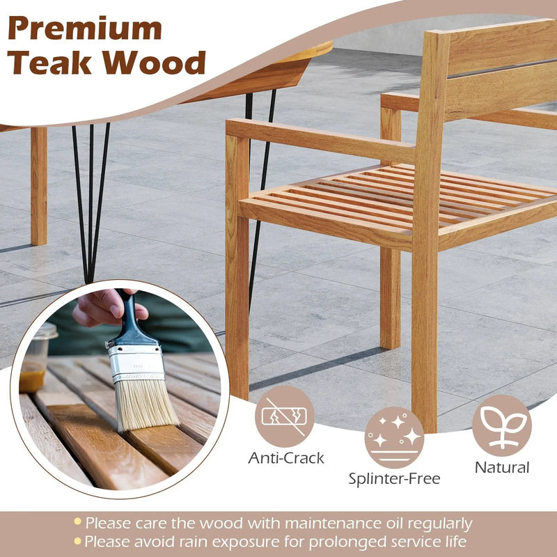 Outdoor Patio Dining Teak Wood Armchair by DirectDeals