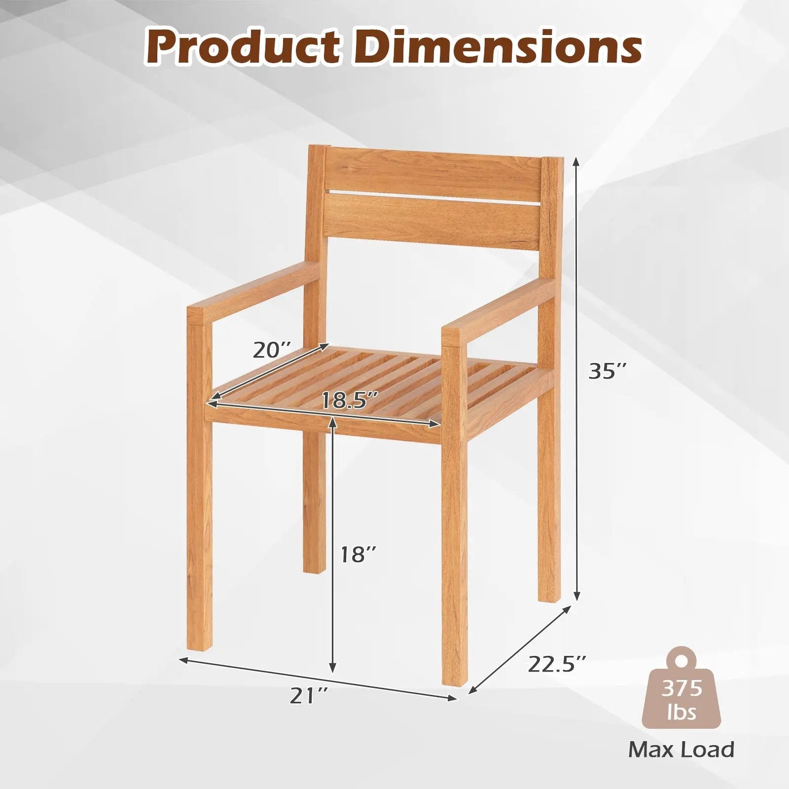 Outdoor Patio Dining Teak Wood Armchair by DirectDeals
