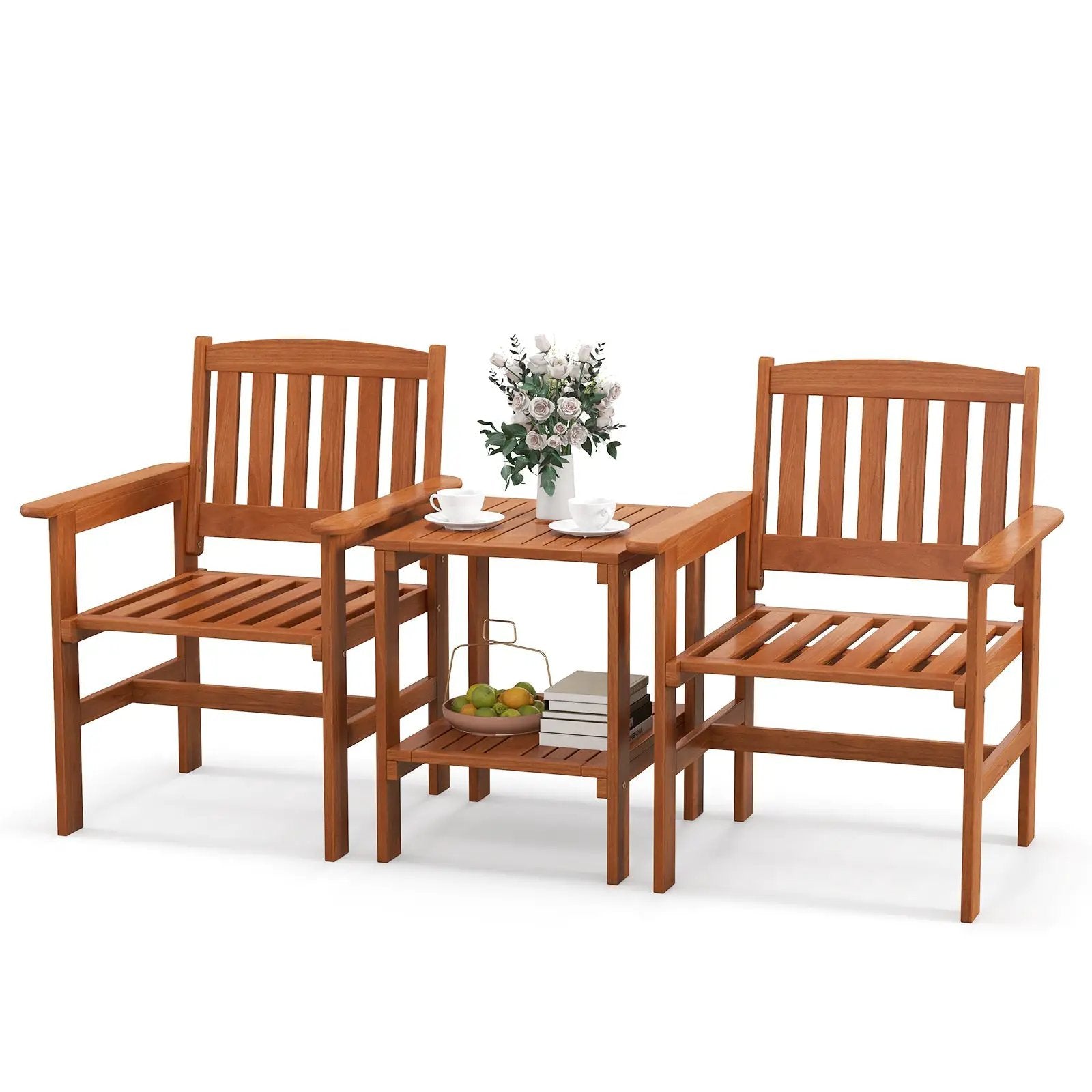 3 Piece Patio Bistro Table and Chairs Set with Umbrella Hole by DirectDeals