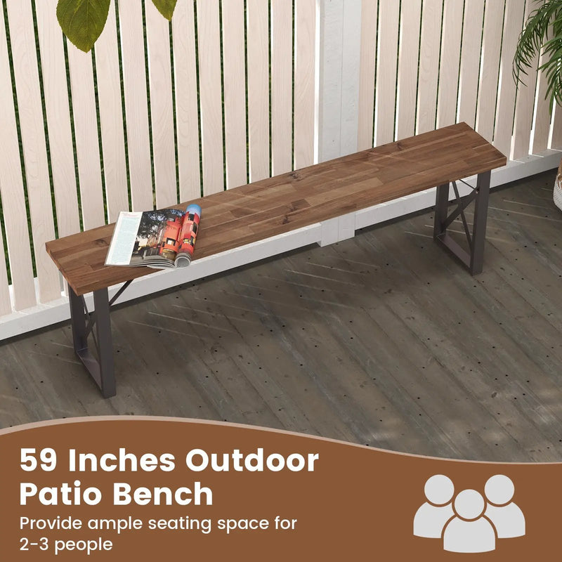 Outdoor Picnic Bench Set Solid Acacia Wood Patio Rectangular Benches by DirectDeals