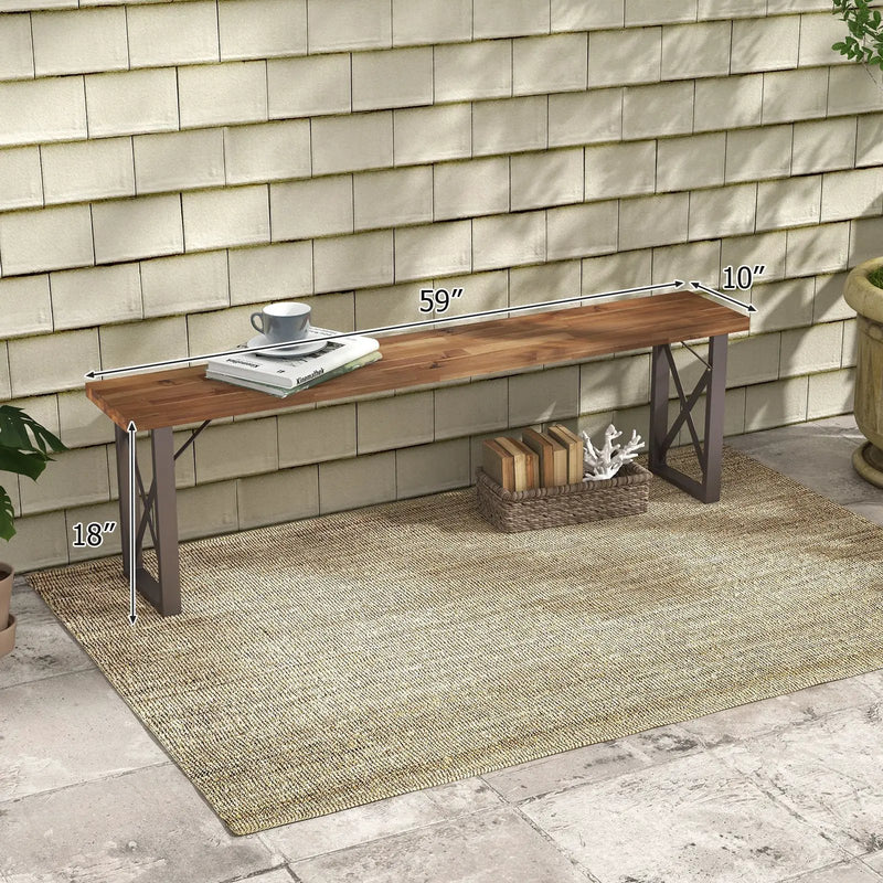 Outdoor Picnic Bench Set Solid Acacia Wood Patio Rectangular Benches by DirectDeals