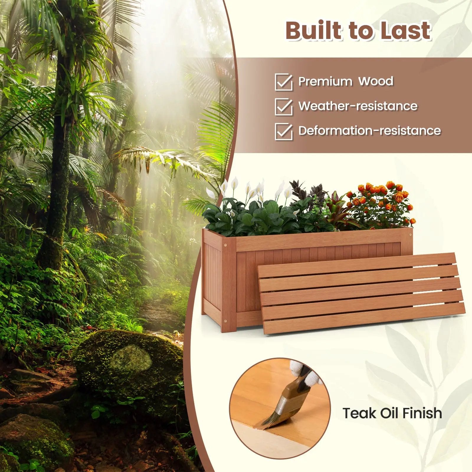 Outdoor Plant Container with Seat for Garden Yard Balcony Deck by DirectDeals