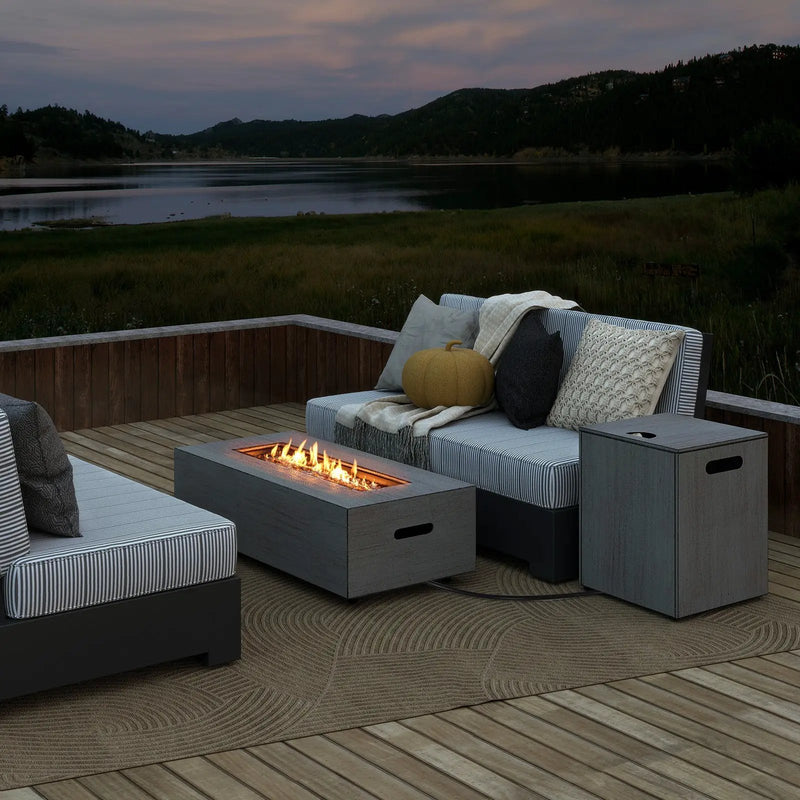 42 Inch 50 000 BTU Outdoor Rectangular Fire Table with Tank Holder by DirectDeals