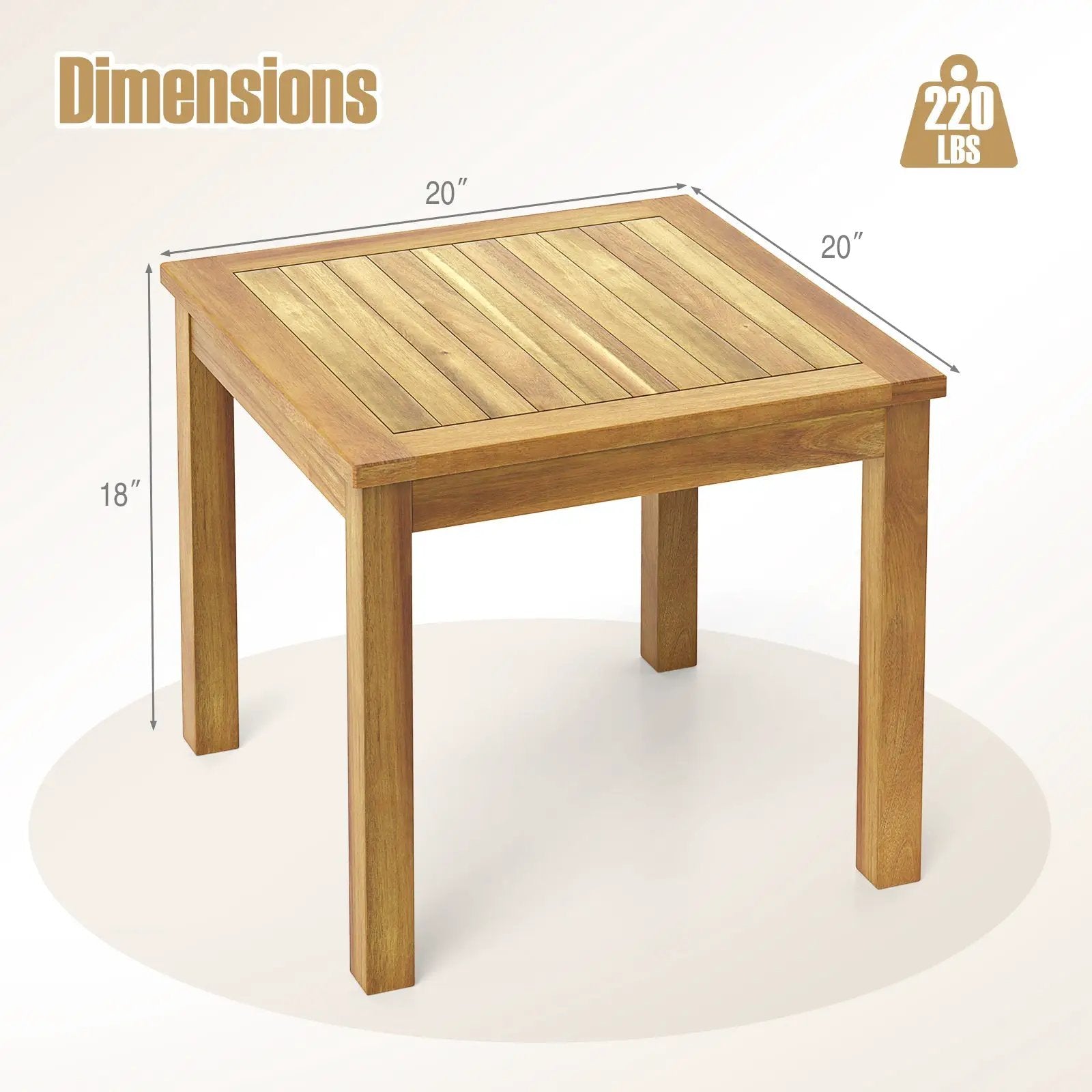 Outdoor Side Table Teak Wood End Table Square Patio Snack Coffee Table by DirectDeals