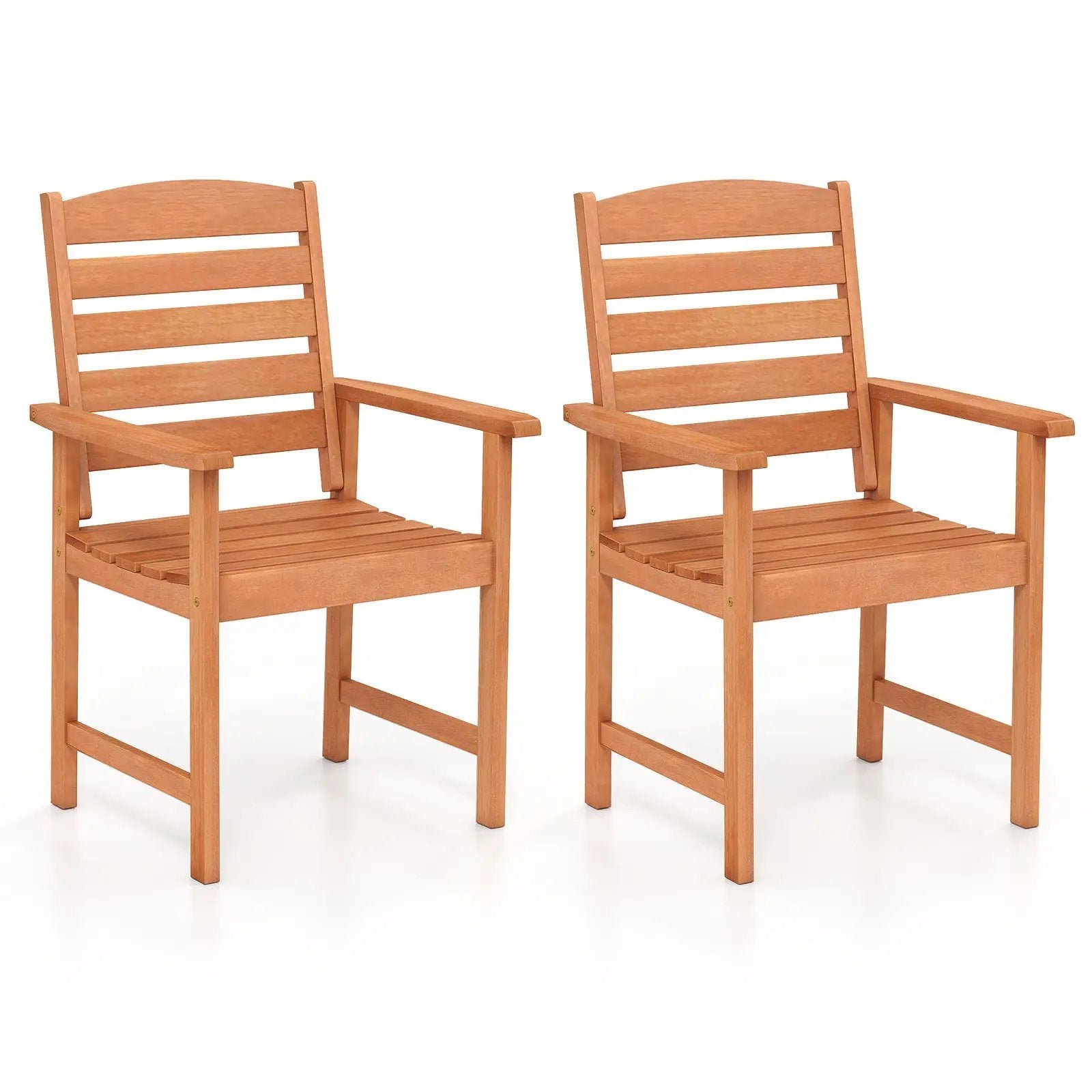 Outdoor Wooden Dining Chairs with Inclined Backrests and Slatted Seats by DirectDeals