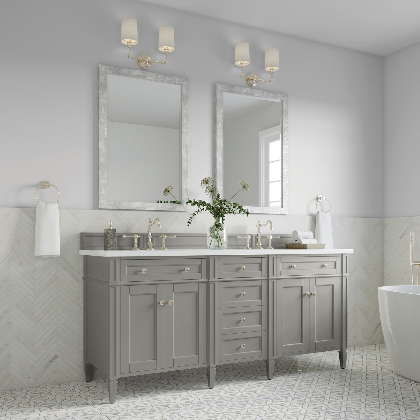 James Martin Brittany 72" Double Bathroom Vanity, Urban Gray, view 31