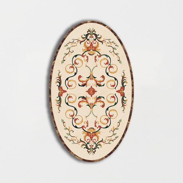 Oval Aluminum Backed Multi Finish Grace Marble Medallions 3x5