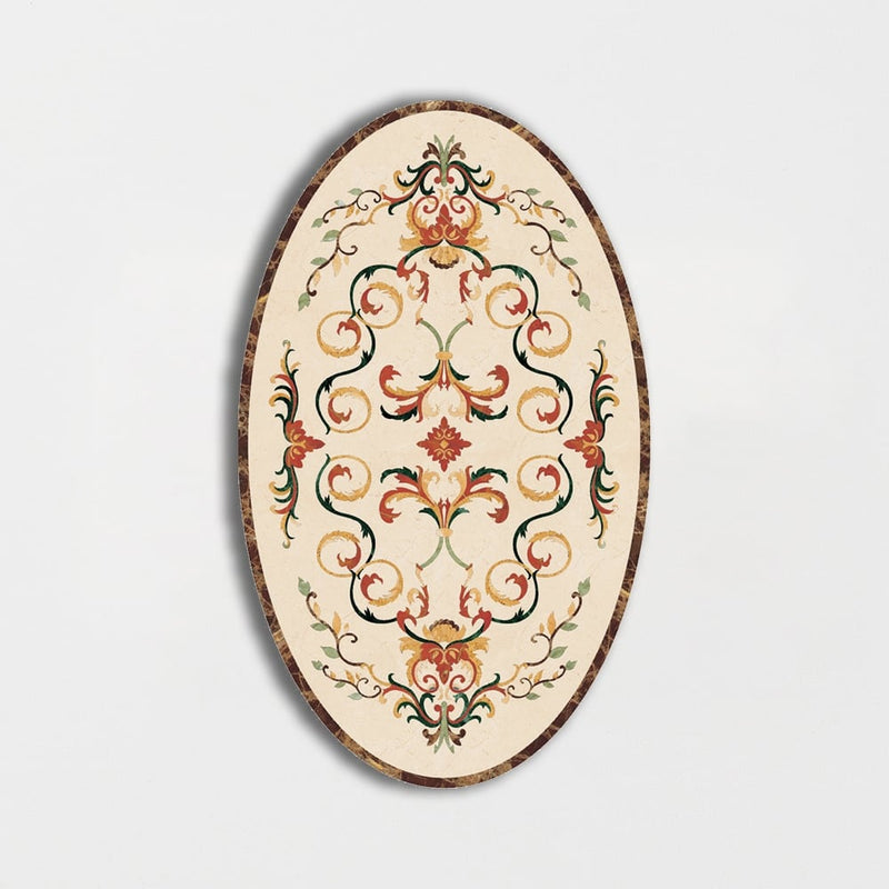 Oval Aluminum Backed Multi Finish Grace Marble Medallions 3x5 Marble Multi Finish 6x6 Medallions