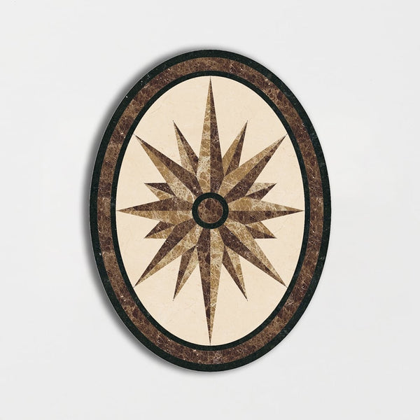 Oval Aluminum Backed Multi Finish North Star Marble Medallions 3x4