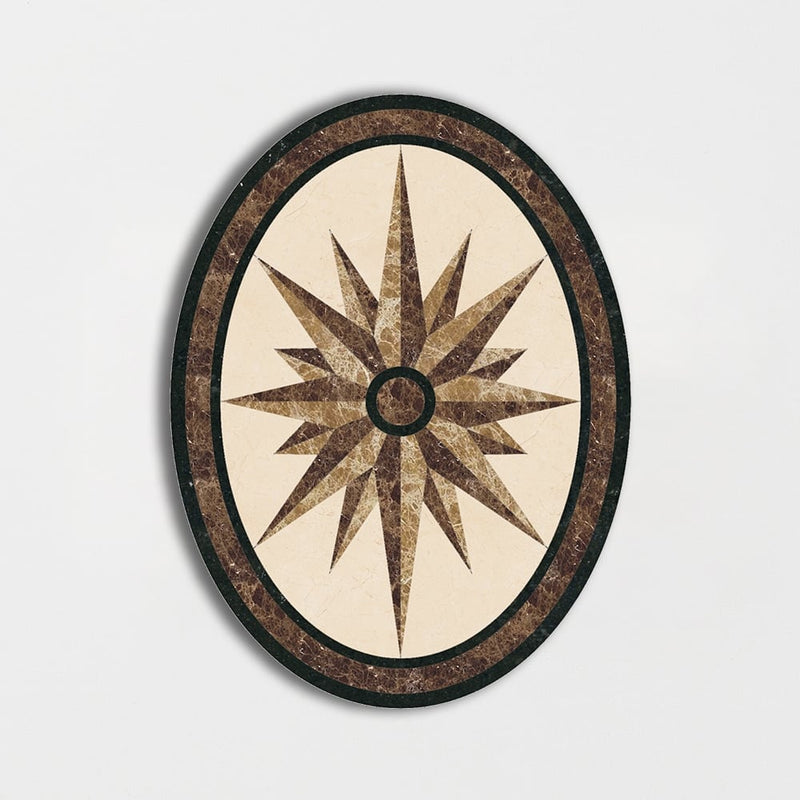 Oval Aluminum Backed Multi Finish North Star Marble Medallions 3x4 Marble Multi Finish 6x6 Medallions