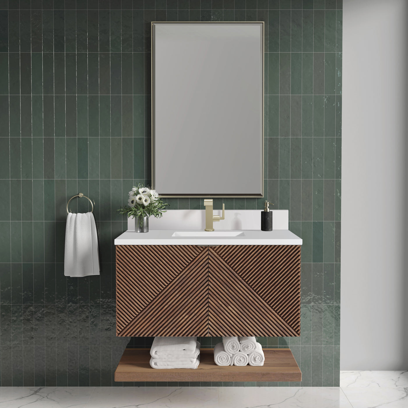 James Martin Marcello 36" Floating Single Bathroom Vanity, Chestnut, view 36