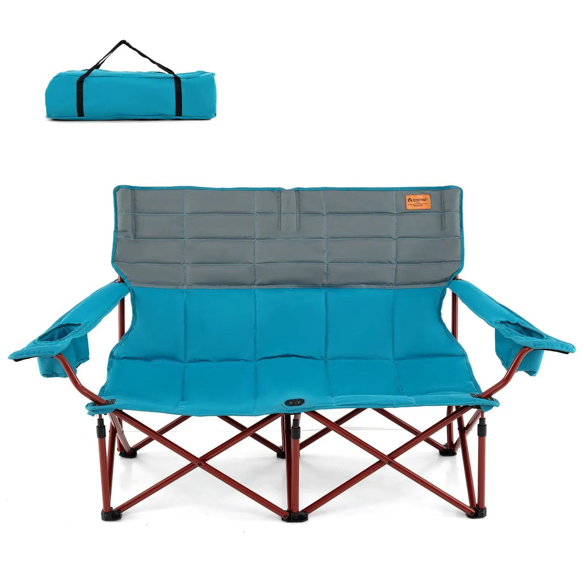 Oversized Camping Chair Folding Loveseat Camping Couch with Cup Holders & Thick Padding, photo 4 of 7
