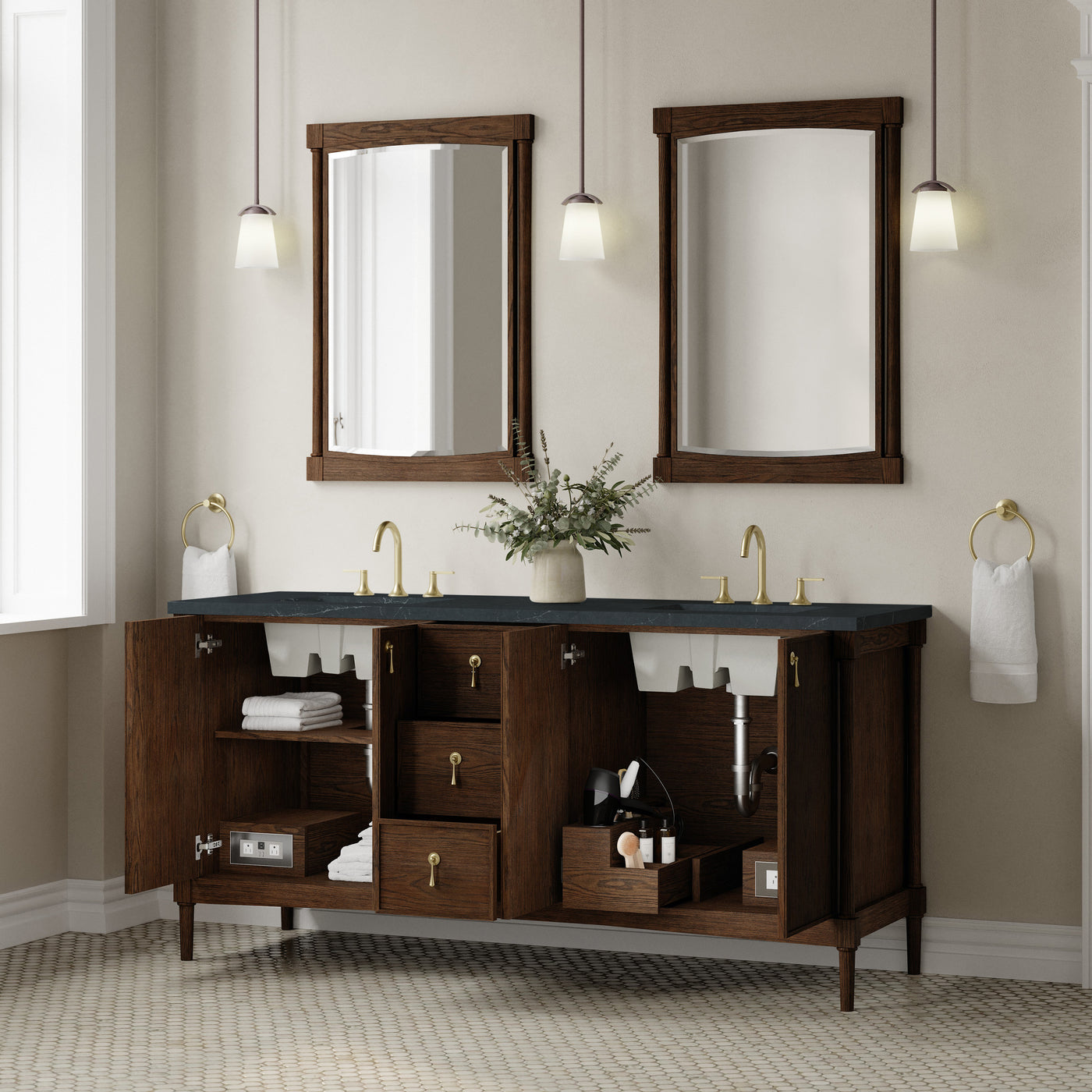 James Martin Kinnsden 72" Double Bathroom Vanity, Sable Oak, view 36