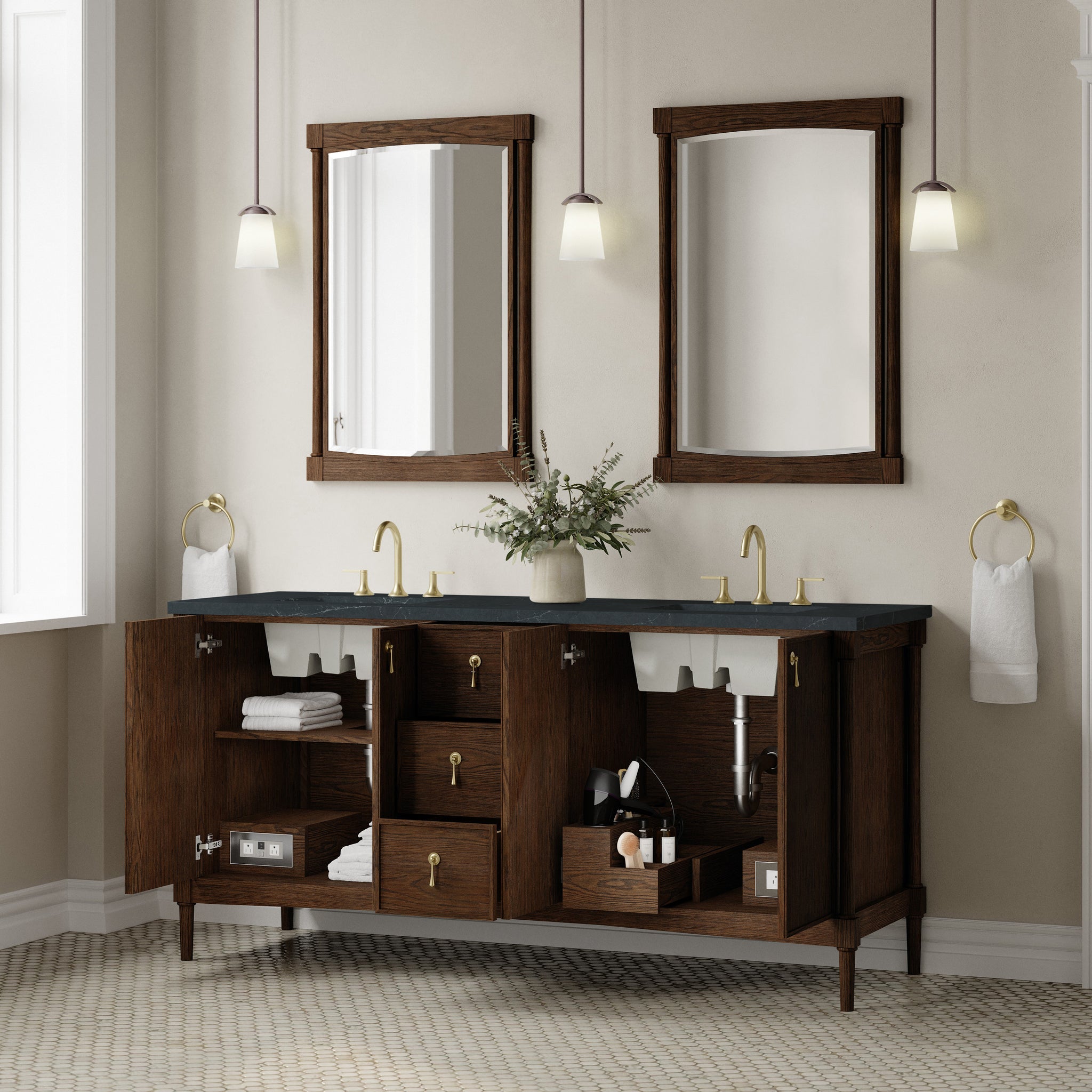 James Martin Kinnsden 72" Double Bathroom Vanity, Sable Oak, view 36