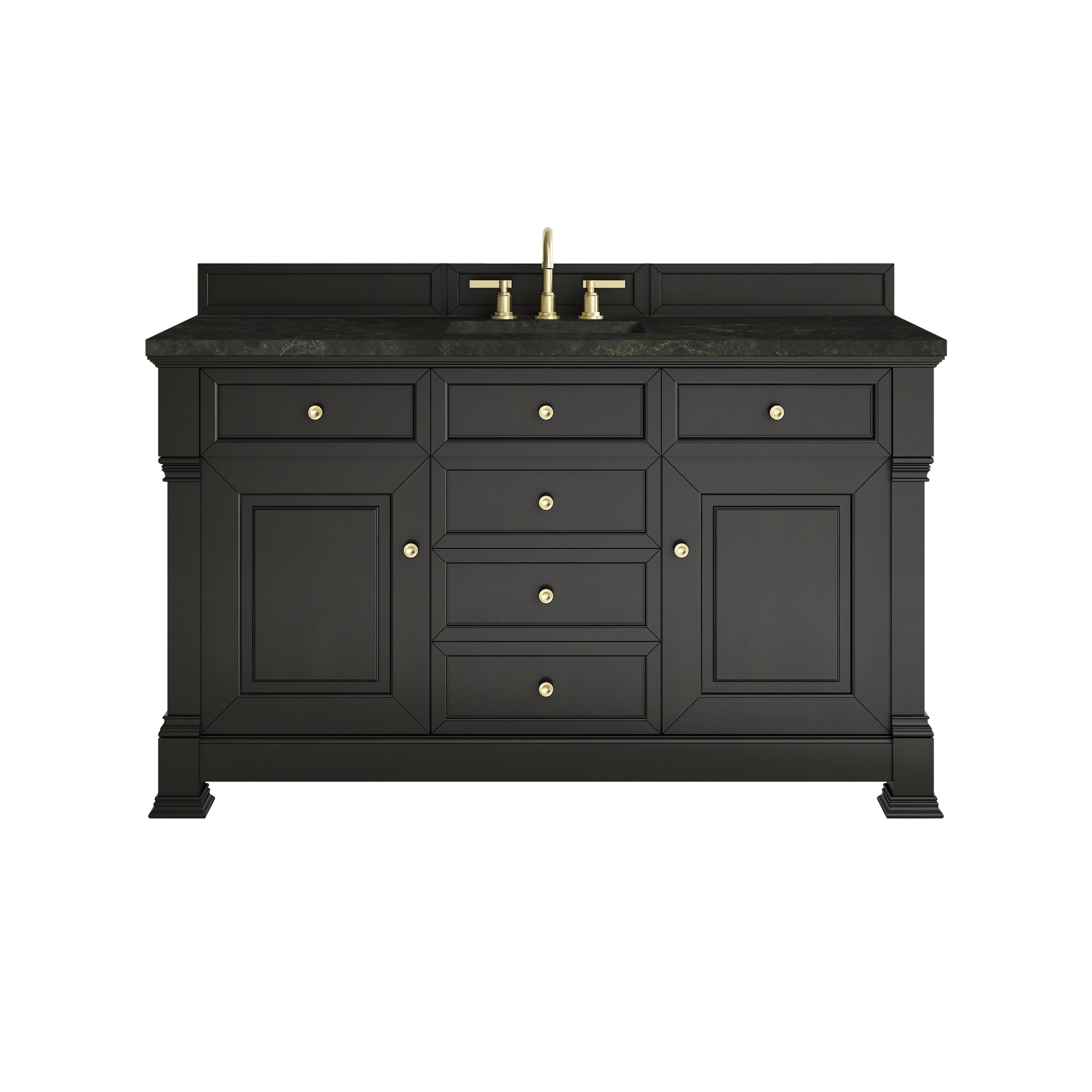 James Martin Brookfield 60" Single Bathroom Vanity, Black Onyx with Phantome countertop