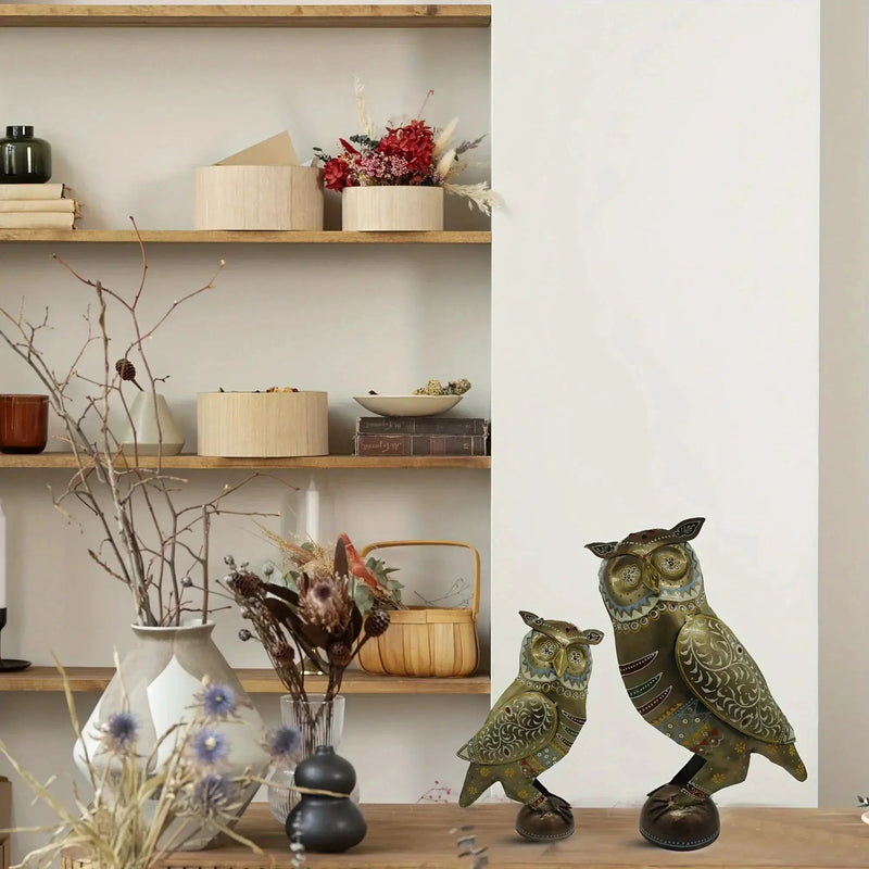 Owl Statue - Decorative Metal Gold Miniature by House Of Avana