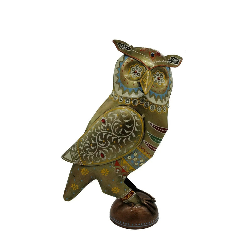 Owl Statue - Decorative Metal Gold Miniature by House Of Avana