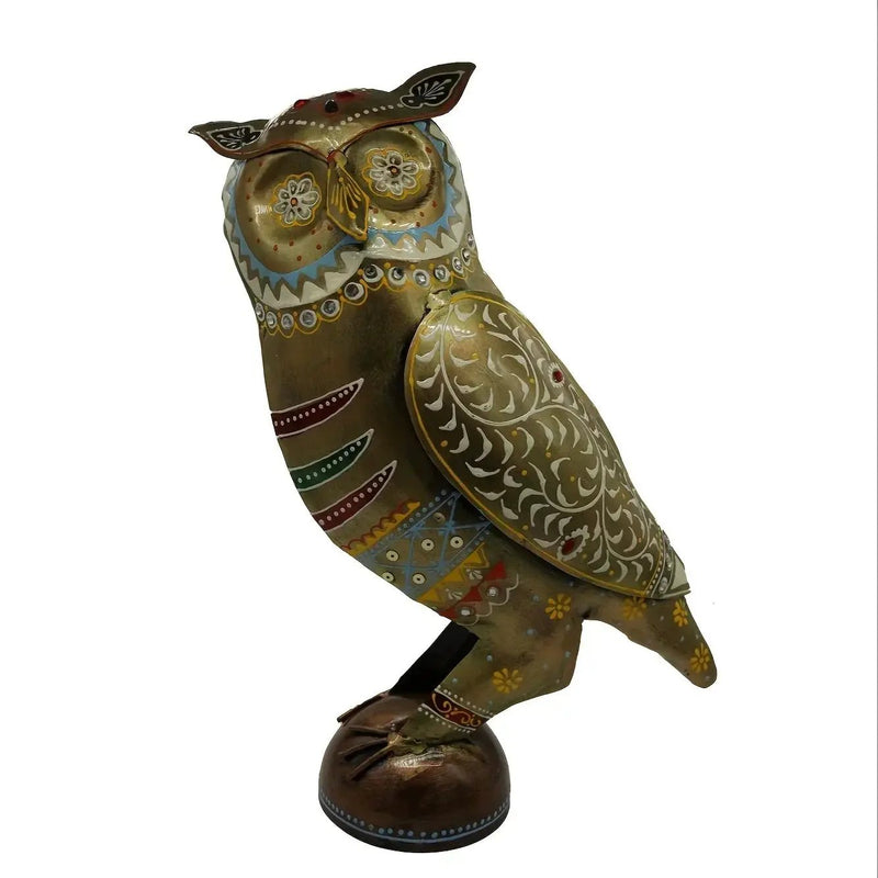 Owl Statue - Decorative Metal Gold Miniature by House Of Avana